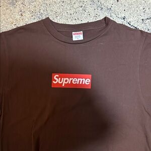 Supreme Brown Tee with Red Box Logo